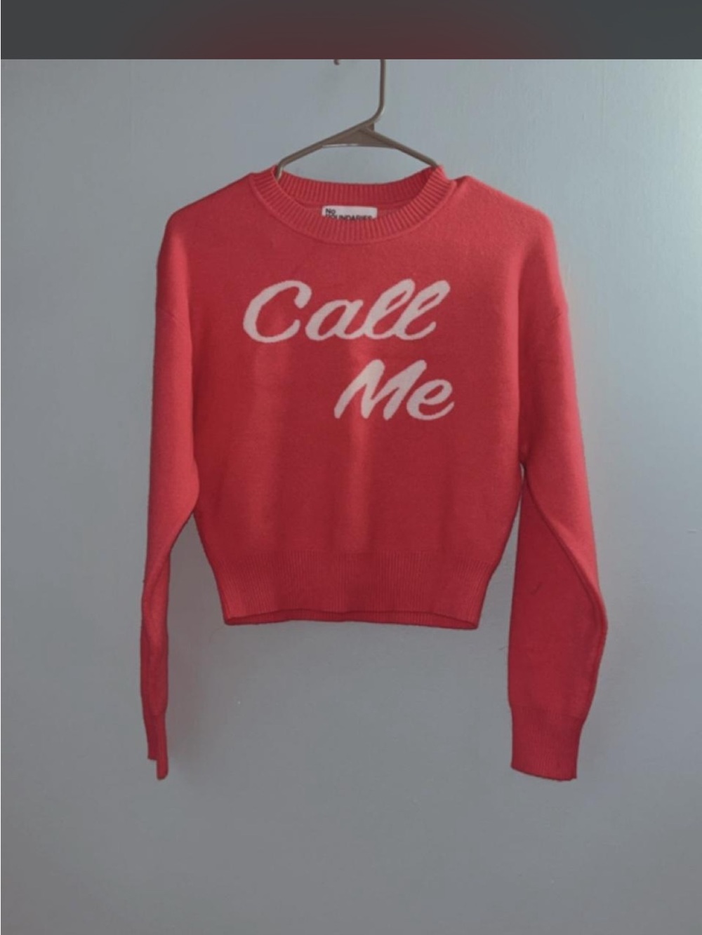 Pink Call Me' Crewneck Sweater